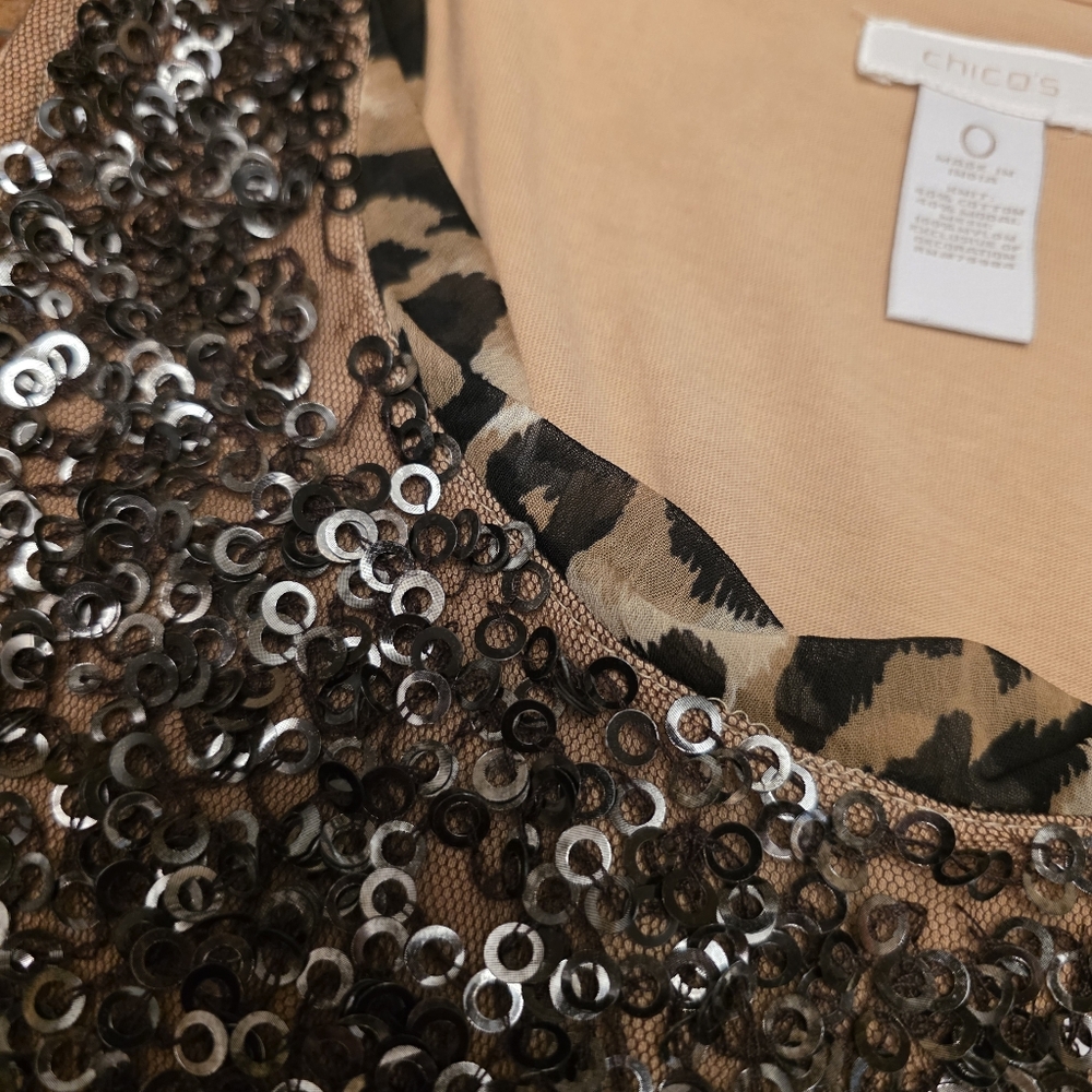 Chico's Leopard Print Neckline Sequin Sleeveless … - image 8